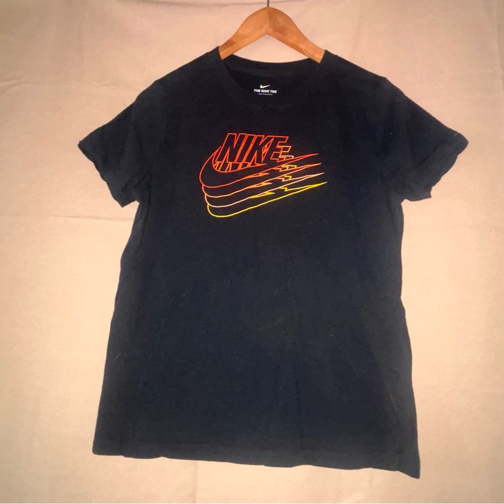 Nike Black and Red Short Sleeve Tee with Iconic Logo